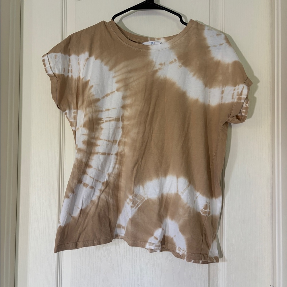 Time & Tru Tan White Tie Dye T-Shirt Women’s Small